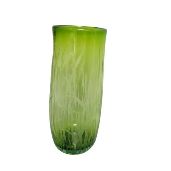 🍁Vintage Sirius Glassworks Rare Dark Green Art Glass Vase - Picture 1 of 7